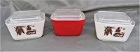 3 COVERED PYREX REFRIGERATOR STORAGE DISHES