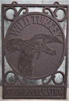 CAST IRON WILD TURKEY ADVERTISEMENT WALL DECOR