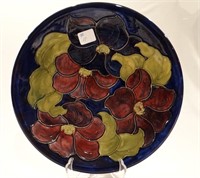 Moorcroft Pottery plate, Clematis pattern, 10" dia