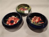 Three Moorcroft Pottery small bowls, impressed