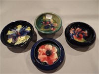 Four Moorcroft Pottery dishes, 4 3/4" & 4 1/4" di