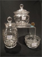 Nova Scotia glass, Crown pattern, lidded sugar,
