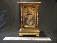 Jappy Freres mantle clock with enamelled pillars,