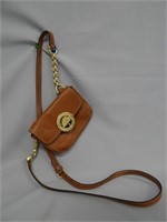 Mulberry leather cross-body small purse, 4 x 6"
