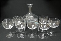 7 Baccarat wine glasses, 6 1/2" high, decanter