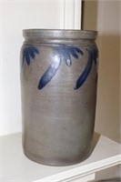Cobalt Blue/Gray Stoneware Crock stamped with a 1.