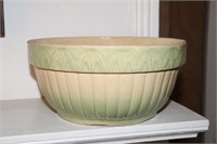 Salt Glaze Yellow/Green Antique Mixing Bowl with
