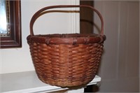 Antique Split Oak Handled Basket 13" tall