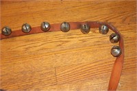 18 Antique Sleigh Bells on Leather Strap