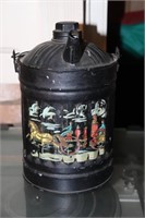 Vintage 1 Gal Gas Can decorated with Horse Drawn