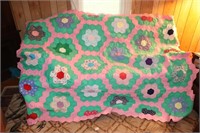 Homemade Quilt with Pink & Green Colors