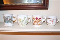 4 Shaving Mugs/Moustache Cups (1 chipped)