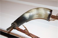 Powder Flask Horn with Leather Straps