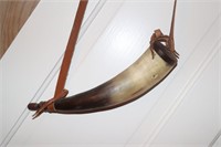 Powder Flask Horn with Leather Straps