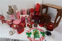 Valentine Pail Containers, Wood Heart Stand,
