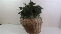 Large Wicker Style Basket w/Evergreen