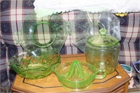 Green Depression Biscuit Jar (chips on inside if