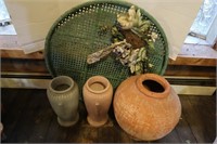 Large Vase Containers & Large Woven Mat Decor