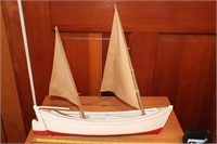 2 Masted Wooden Sailing Boat 16" long