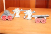 2 Navy Lead Toy Soldiers Shooting Deck Guns, a
