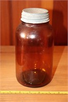 Vintage Duraglass Amber Quart Jar with lid