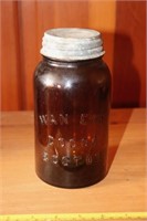 Wan Eta Cocoa Boston Amber Jar with lid marked 16