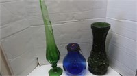 2 Glass Vases & Grandma's All Purpose Storage