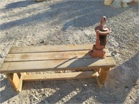 Vintage Wooden Bench And Hand Water Pump