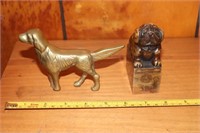 Solid Brass Irish Setter and an Alabaster Bull