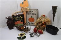 Fall Decor Lot-Scarecrow,Harvest Blessing Sign &