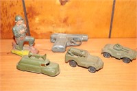 Vintage Dick Tracy Cap Gun and Plastic Soldiers