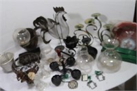 Misc Lot-Glass Globe, Candle Holders, & more
