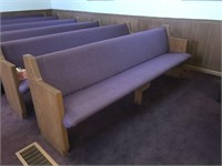 Vintage Oak 8' Straight Church Pews Upholstered