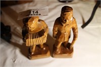 2 HAND CARVED STATUES (CARON)  8"H