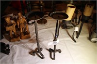 2 METAL CANDLESTICK HOLDERS  11"H
