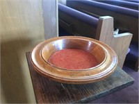 Vintage Solid Oak Lined Church Offering Plate
