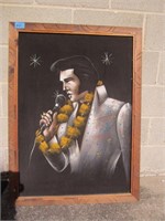 Elvis Painting on Velvet in Wood Frame