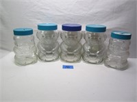 Vintage Skippy Teddy Bear Glass Jars