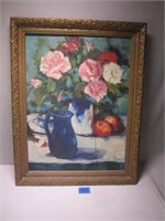 Roses in Vase Oil on Canvas