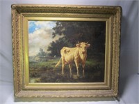 Early Cows in Field Oil on Canvas