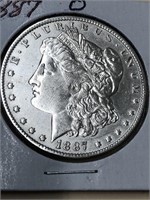 1887 O Morgan silver dollar