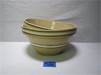 Vintage Yellow Oven Ware Stoneware Mixing Bowls