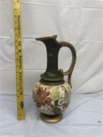 Emperors Ware Chalk Vase w/flowers decor.