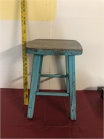 Blue milking stool