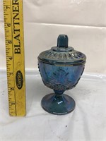 Carnival glass candy jar 5 1/2 inches tall