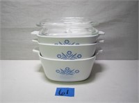 3 Pc Set of Vintage Corning Ware Casserole Pans