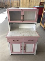 Child's Vintage Cabinet, 40.5" Tall, pink/white