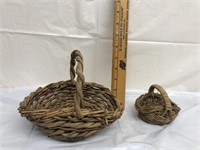 Two vintage wood twig baskets