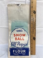 Kirks snowball all purpose flour advertising bag