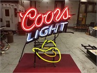 Coors Light Neon Sign w/ Cowboy Hat